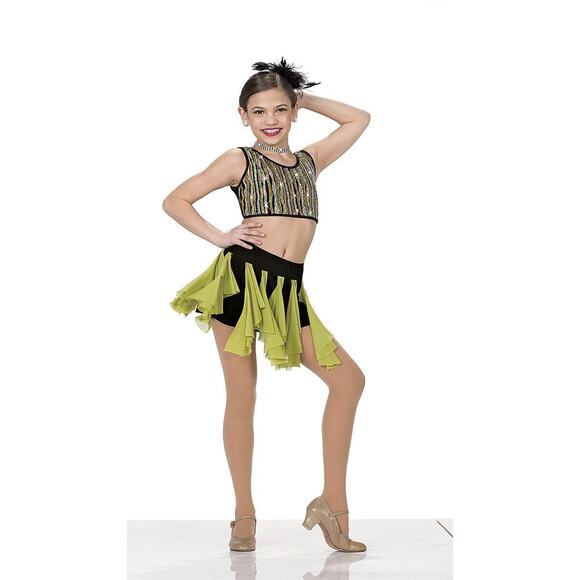 Dance Green And Black Lyrical Contemporary Costume Art Stone 2358 Small Adult - Picture 1 of 3